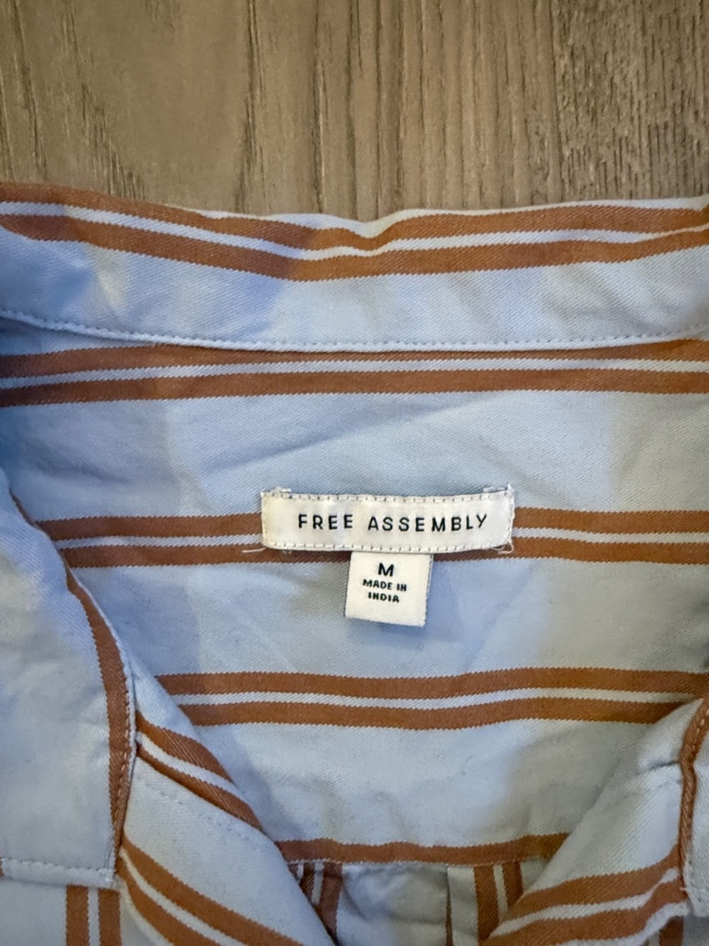 Free Assembly Light Blue and Brown Striped Midi Dress - Picture 8 of 10